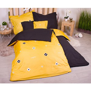 Sedmidílná sada hebkého povlečení se vzorem 140x200+70x90 Emblém žluto-černá
