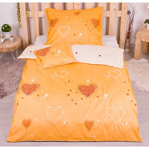 Třídílná sada hebkého povlečení 140x200+70x90+40x50 srdcové hvězdy - zlatá