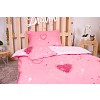 Třídílná sada hebkého povlečení 140x200+70x90+40x50 srdcové hvězdy - růžová