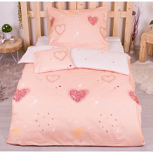 Třídílná sada hebkého povlečení 140x200+70x90+40x50 srdcové hvězdy - grepová