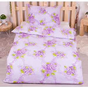 Bavlněné povlečení economy 140x200+70x90 Růže fialová