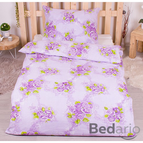 Bavlněné povlečení economy 140x200+70x90 Růže fialová