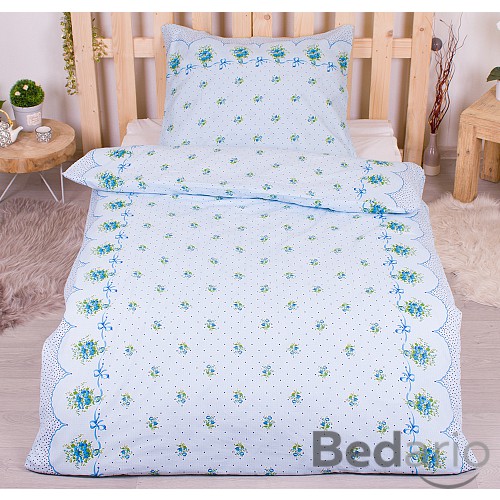 Bavlněné povlečení economy 140x200+70x90 Květiny s mašlí