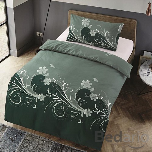 Microtop povlečení 140x200+70x90 Květinové vlny - Jedlová zeleň