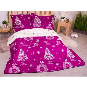 Šestidílná sada francouzské povlečení s vánočním motivem 220x200+70x90 Fialová