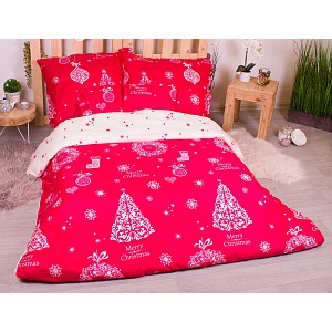 Šestidílná sada francouzské povlečení s vánočním motivem 220x200+70x90 Červená