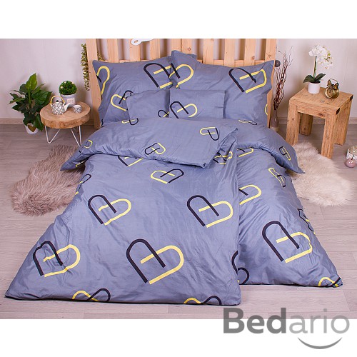 Sedmidílná sada hebkého povlečení 140x200+70x90 Clip Hearts