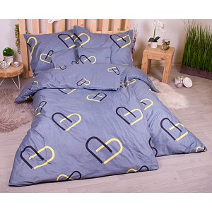 Sedmidílná sada hebkého povlečení 140x200+70x90 Clip Hearts