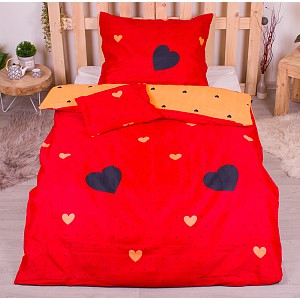 Třídílná sada hebkého povlečení 140x200+70x90+40x50 Srdce v červeném