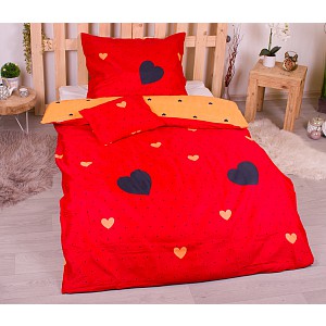 Třídílná sada hebkého povlečení 140x200+70x90+40x50 Srdce v červeném
