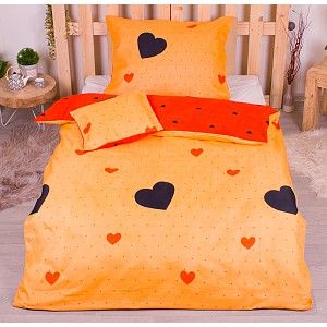 Třídílná sada hebkého povlečení 140x200+70x90+40x50 Srdce ve žlutém