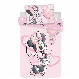 Bavlněné povlečení do postýlky 40x60+100x135 Minnie Pink Heart