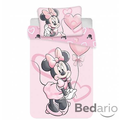 Bavlněné povlečení do postýlky 40x60+100x135 Minnie Pink Heart