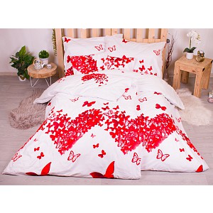 Sedmidílná sada hebkého povlečení 140x200+70x90 Motýlí srdce