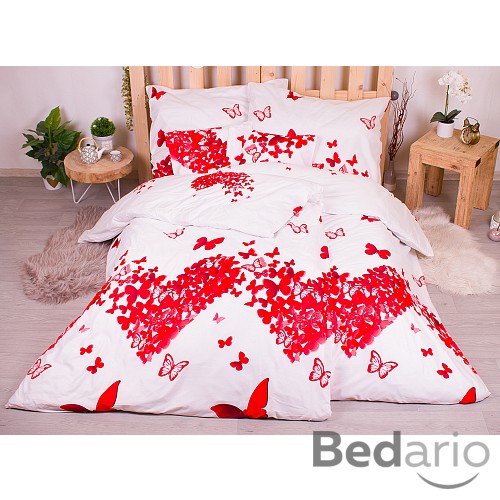 Sedmidílná sada hebkého povlečení 140x200+70x90 Motýlí srdce