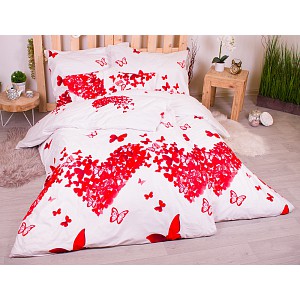 Sedmidílná sada hebkého povlečení 140x200+70x90 Motýlí srdce