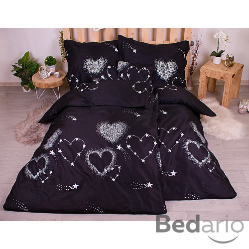 Sedmidílná sada hebkého povlečení 140x200+70x90 Hvězdná srdce