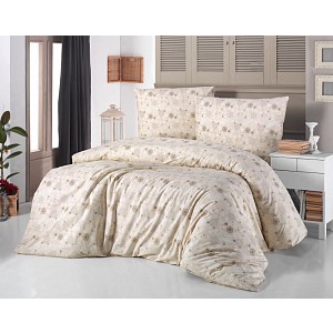 Prodloužené vánoční povlečení 140x220+70x90 VLOČKY na béžovém