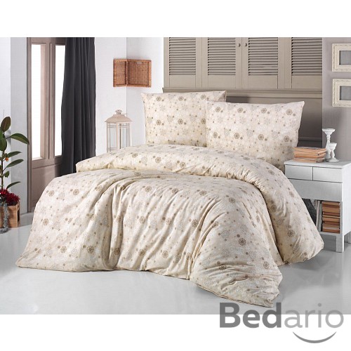 Prodloužené vánoční povlečení 140x220+70x90 VLOČKY na béžovém