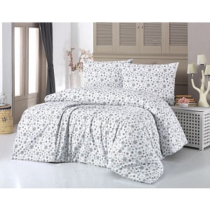 Prodloužené vánoční povlečení 140x220+70x90 VLOČKY šedé