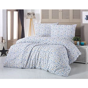 Prodloužené vánoční povlečení 140x220+70x90 VLOČKY modrobéžové