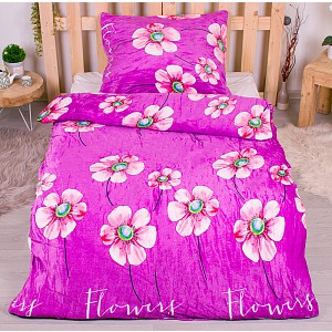 Mikroplyšové povlečení Premium 140x200+70x90 Japonská sasanka - fialové