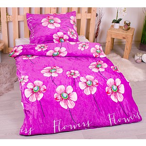 Mikroplyšové povlečení Premium 140x200+70x90 Japonská sasanka - fialové