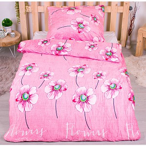 Mikroplyšové povlečení Premium 140x200+70x90 Japonská sasanka - růžové