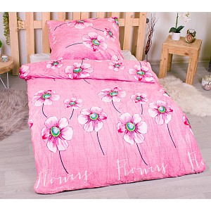 Mikroplyšové povlečení Premium 140x200+70x90 Japonská sasanka - růžové