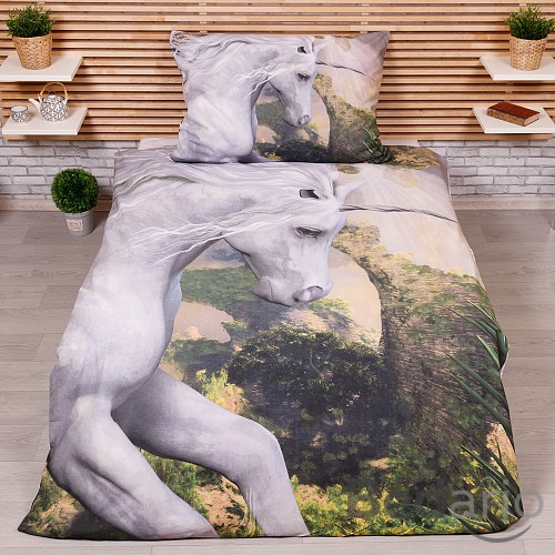 Bavlněné povlečení 140x200+70x90 White Unicorn