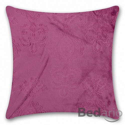 Povlak na polštářek mikroflanel vytlačený 40x40 s ornamenty - Fialová