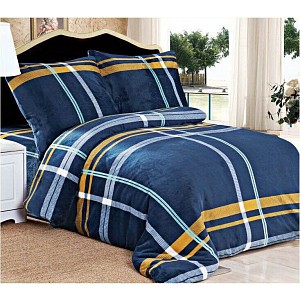 Mikroplyšové povlečení Premium - Modrá kostka