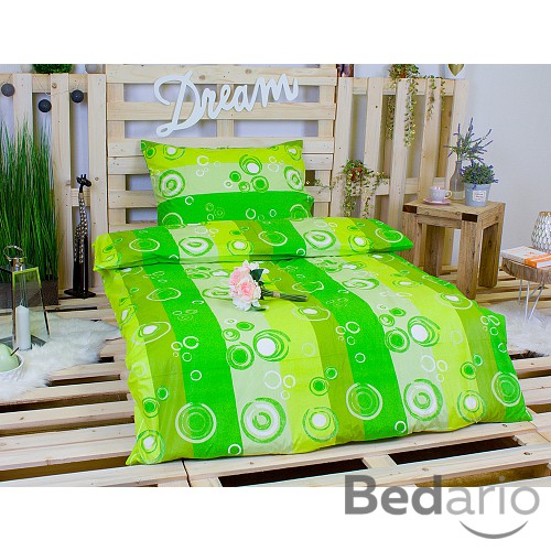 Krepové povlečení DELUXE 70x90 140x220 - Zelené bubliny