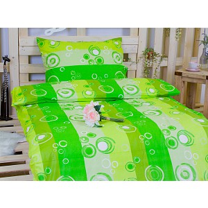 Krepové povlečení DELUXE 70x90 140x220 - Zelené bubliny