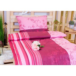 Krepové povlečení DELUXE 70x90 140x220 - Vínové květy