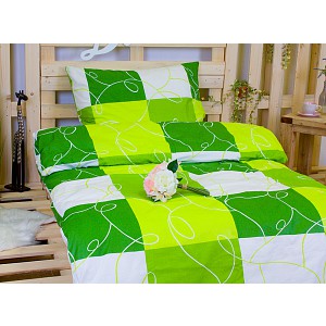 Krepové povlečení DELUXE 70x90 140x220 - Zelené šachy