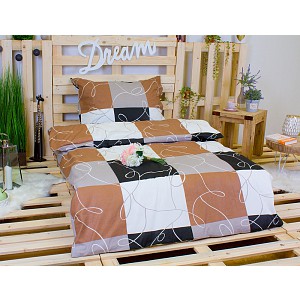 Krepové povlečení DELUXE 140x220+70x90 Hnědé šachy