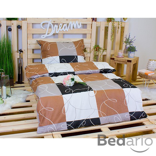 Krepové povlečení DELUXE 140x220+70x90 Hnědé šachy