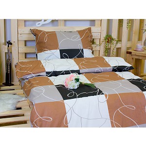 Krepové povlečení DELUXE 140x220+70x90 Hnědé šachy