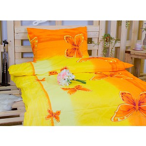 Krepové povlečení DELUXE 70x90 140x220 - Žlutý motýl