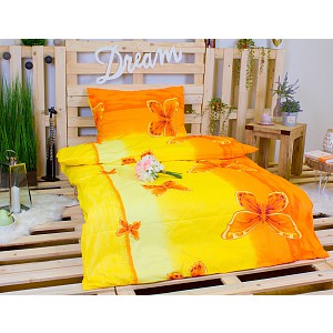 Krepové povlečení DELUXE 70x90 140x220 - Žlutý motýl