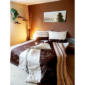 Krepové povlečení DELUXE 70x90 140x220 - Hnědé květy