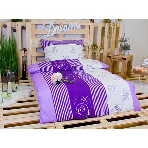 Bavlněné povlečení 140x220+70x90 Fialová poupata