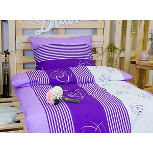 Bavlněné povlečení 140x220+70x90 Fialová poupata