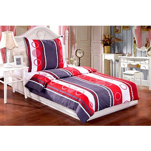 Mikrokrepové povlečení Easy 140x200 70x90 Červená kolečka