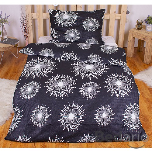 Mikrokrepové povlečení Easy 140x200 70x90 Černo-bílé vločky