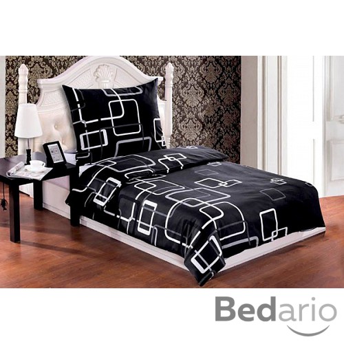 Mikrokrepové povlečení Easy 140x200 70x90 Černo-bílé kostky