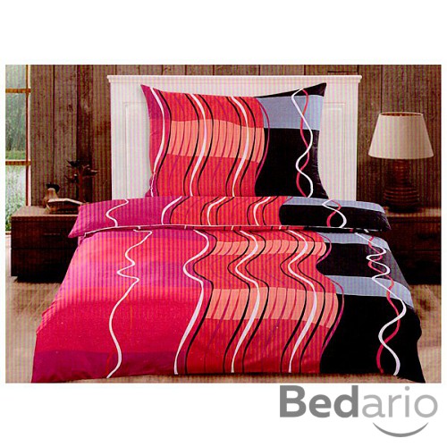 Mikrokrepové povlečení Easy 140x200 70x90 Červené vlny