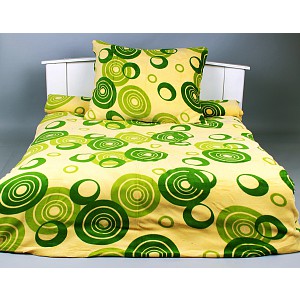 Mikroplyšové povlečení Premium 140x200+70x90 Zelená kolečka