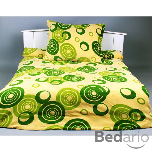 Mikroplyšové povlečení Premium 140x200+70x90 Zelená kolečka